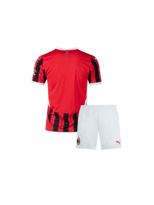 Kids-AC-Milan-Home-Jersey-And-Shorts-24-25-Season-Back Kids-AC-Milan-Home-Jersey-And-Shorts-24-25-Season-Back
