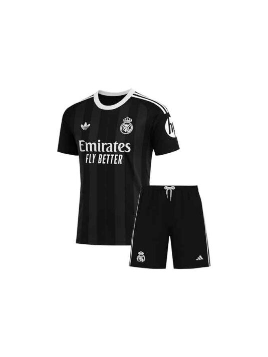 Kids-Real-Madrid-Goalkeeper-Black-Jersey-With-Shorts-25-26-Season