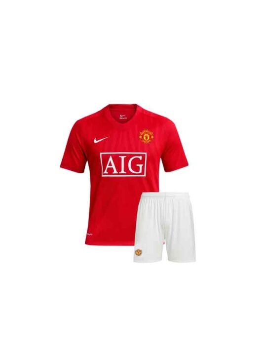 Kids-Manchester-United-Retro-Jersey-With-Shorts-2007-2008-Season