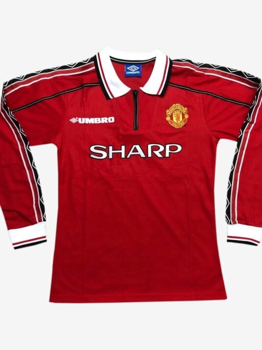 Manchester United Home Long Sleeves Champions League Retro Jersey 98-99 Season Manchester United Home Long Sleeves Champions League Retro Jersey 98-99 Season