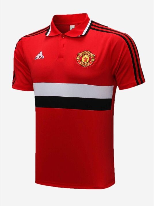 Manchester United Polo Jersey Solid Red With Strips Manchester United Polo Jersey Solid Red With Strips
