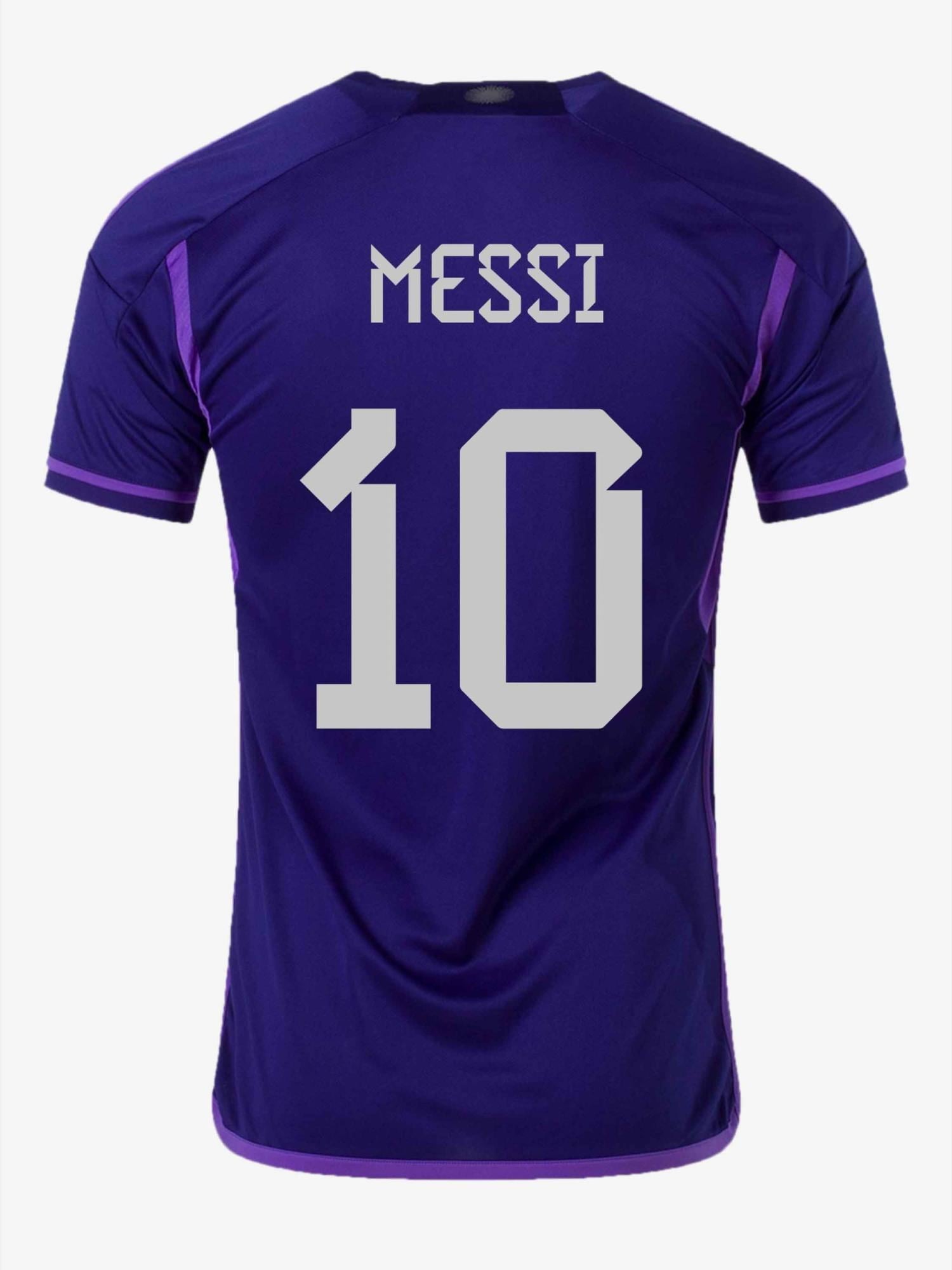 Argenina-Away-2022-Worldcup-Lionel-Messi-Jersey-Back Argentina Away 2022 Worldcup Mess Kit