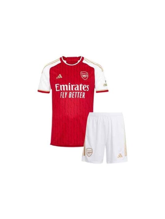 Kids-Arsenal-Home-Jersey-And-Shorts-23-24-Season-Premium-Front Kids-Arsenal-Home-Jersey-And-Shorts-23-24-Season-Premium-Front
