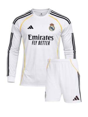 Real-Madrid-Home-Long-Sleeves-Jersey-And-Shorts-25-26-Season