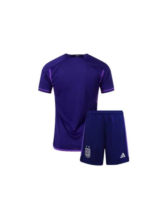 Kids-Argentina-Away-Football-Jersey-And-Shorts-22-23-Season-Back Kids-Argentina-Away-Football-Jersey-And-Shorts-22-23-Season-Back