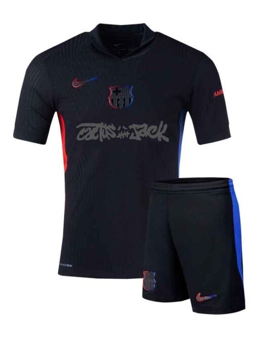 Barcelona-Away-X-Travis-Scott-All-Black-Jersey-And-Shorts-24-25-Season