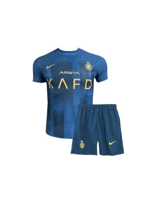 Kids-Al-Nassr-Away-Jersey-And-Shorts-23-24-Season-Front Kids-Al-Nassr-Away-Jersey-And-Shorts-23-24-Season-Front