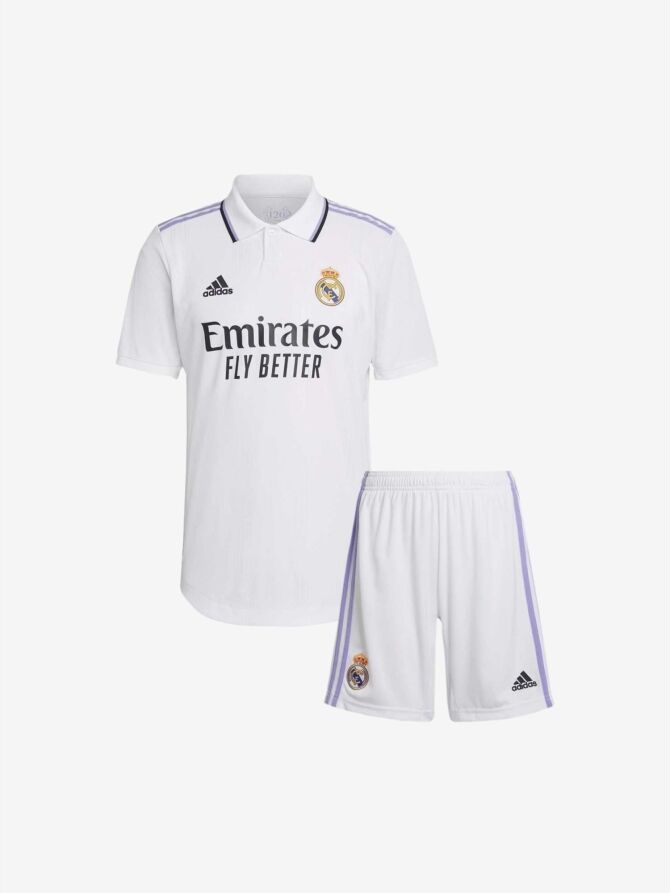 Kids-Real-Madrid-Home-Football-Jersey-And-Shorts-22-23-Season