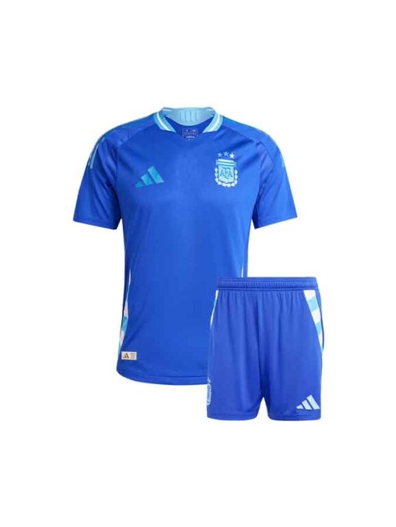 Kids-Argentina-Away-Jersey-And-Shorts-24-25-Season