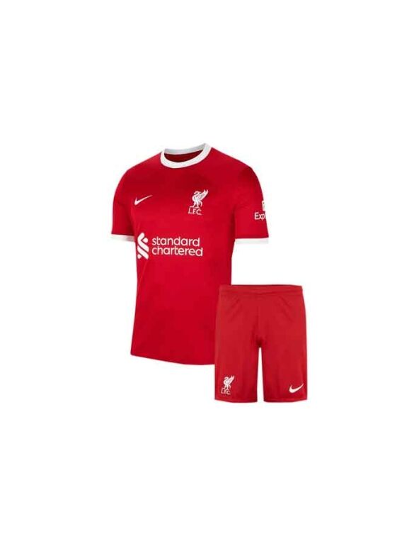 Kids-Liverpool-Home-Jersey-And-Shorts-23-24-Season-Premium-Front