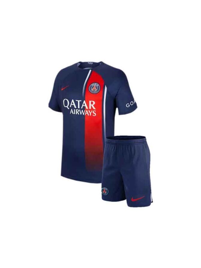 Kids-PSG-Home-Jersey-And-Shorts-23-24-Season-Front
