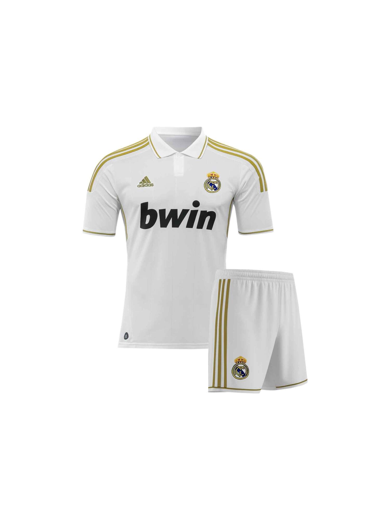 Kids Real Madrid Home 2011-12 Season Retro Jersey And Shorts.