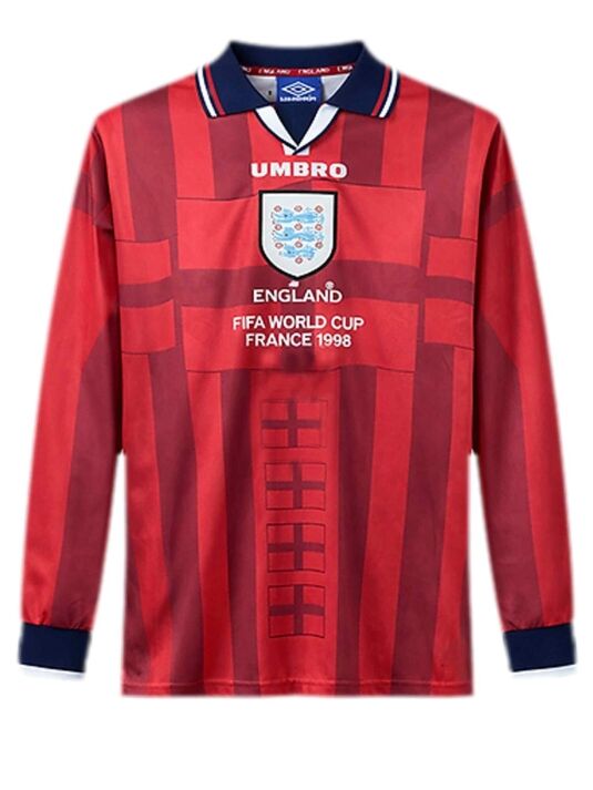 England-Away-Retro-Jersey-1998-World-Cup-Long-Sleeves England-Away-Retro-Jersey-1998-World-Cup-Long-Sleeves