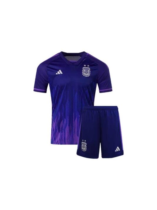 Kids-Argentina-Away-Football-Jersey-And-Shorts-22-23-Season Kids-Argentina-Away-Football-Jersey-