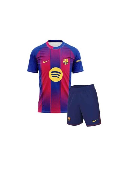 Kids-Barcelona-Home-Jersey-And-Shorts-25-26-Season