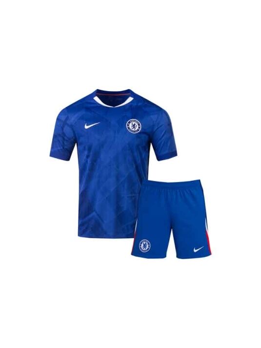 Kids-Chelsea-Home-Jersey-And-Shorts-25-26-Season