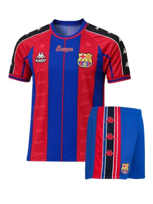 Barcelona Home 1997-98 Season Retro Jersey With Shorts